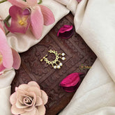 Vriksham Diya Shape  Press Naths/Nose Pin-Red Green & White-Pearls-G20760